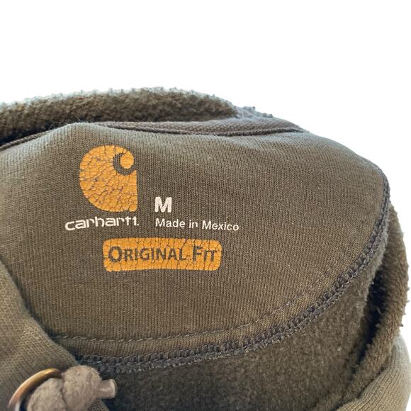 Y2K Carhartt Original Fit Military Green Distressed Thrasher Hoodie Size Medium - Picture 9 of 16